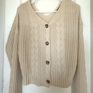 cream colored cardigan ~ size L